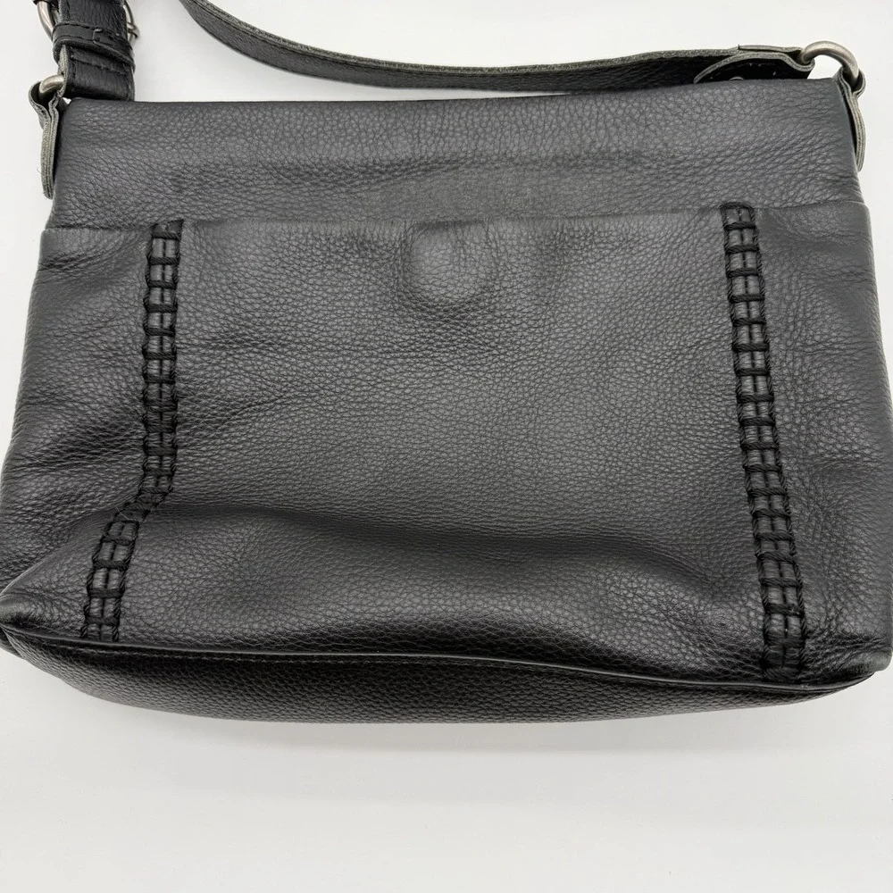 The Sak Melrose Black Leather Satchel Crossbody Bag Purse Minimalist Classic